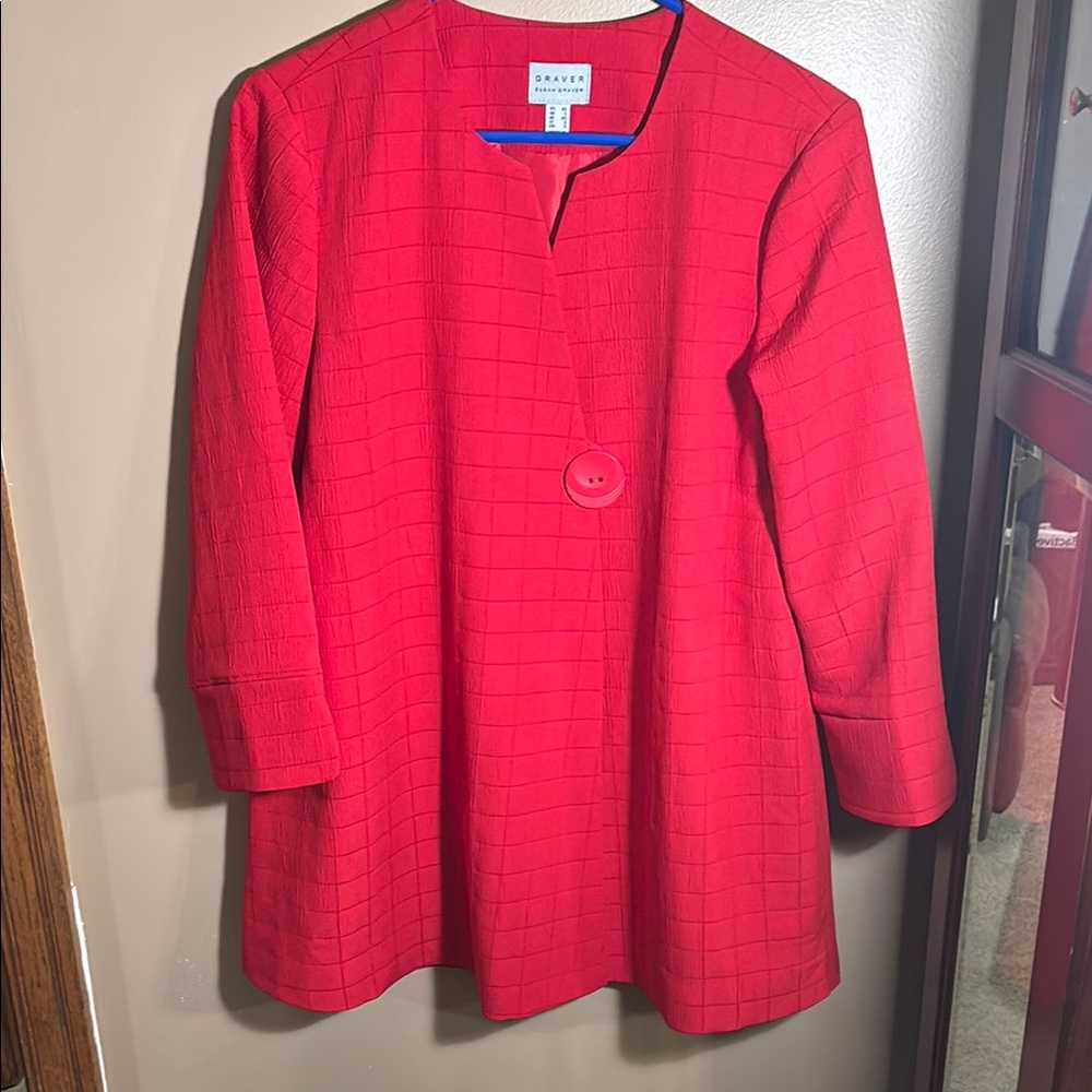 Susan Graver Red Pea Coat Classic Design NWOT